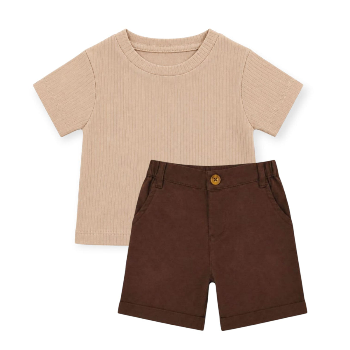 Beige T-Shirt with Brown Short