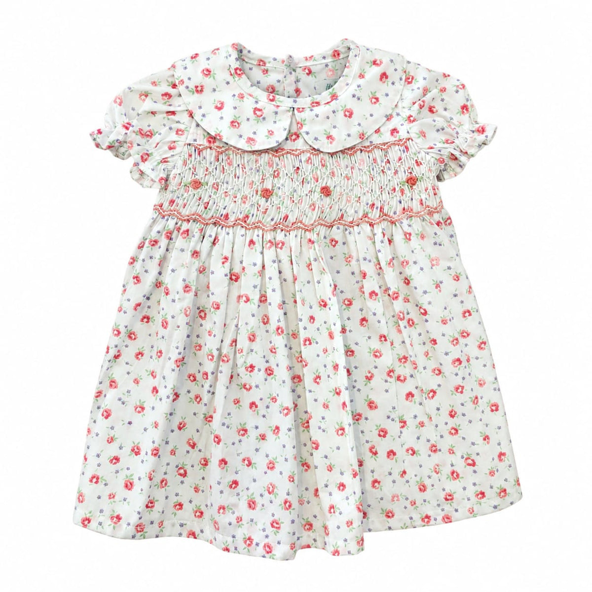 Red Flower Smocked Dress