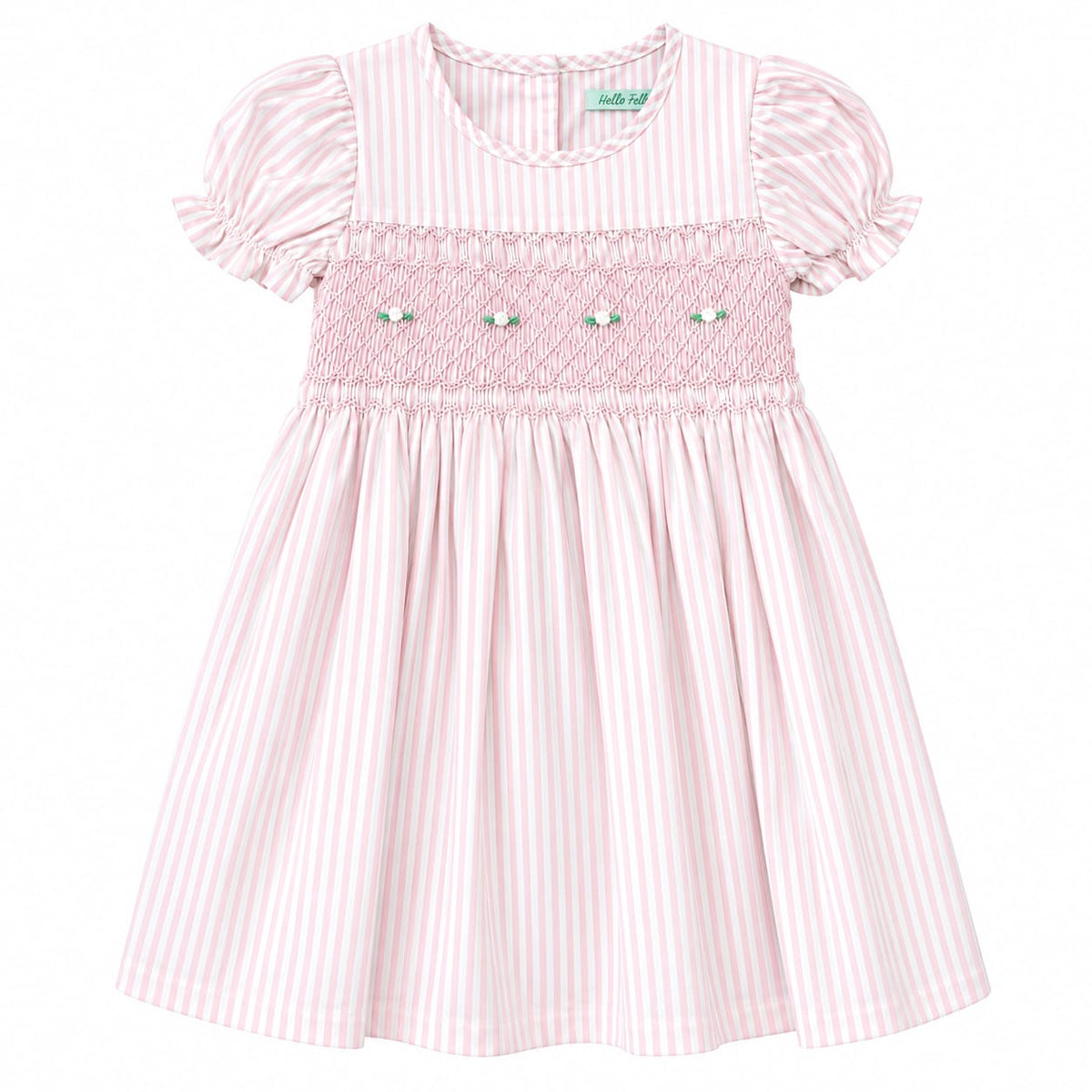 Pink & White Striped Smocking Dress