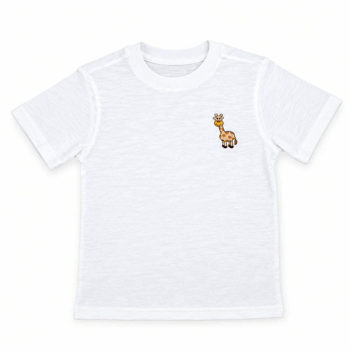 Giraffe Embroidered White T-Shirt