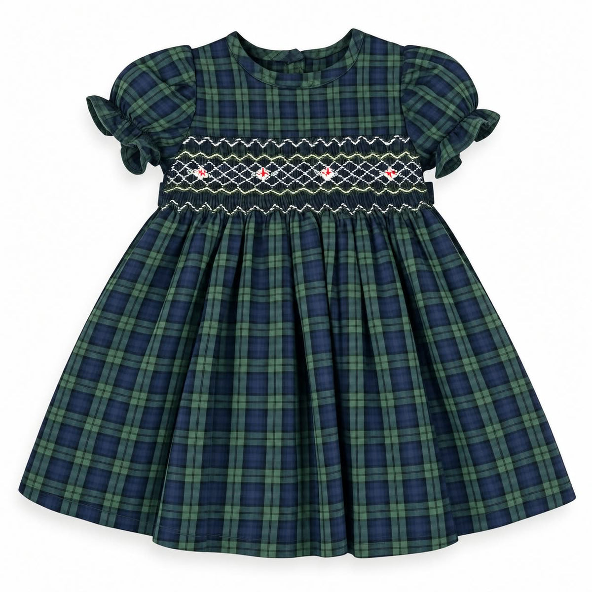 Green Check Smocked Dress