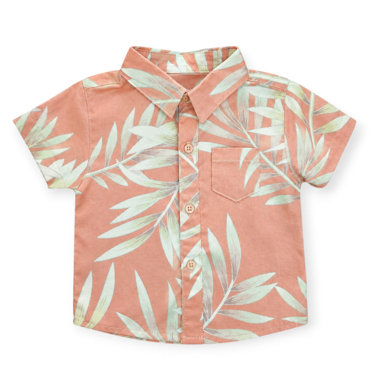 Leaf Print Shirt - Peach