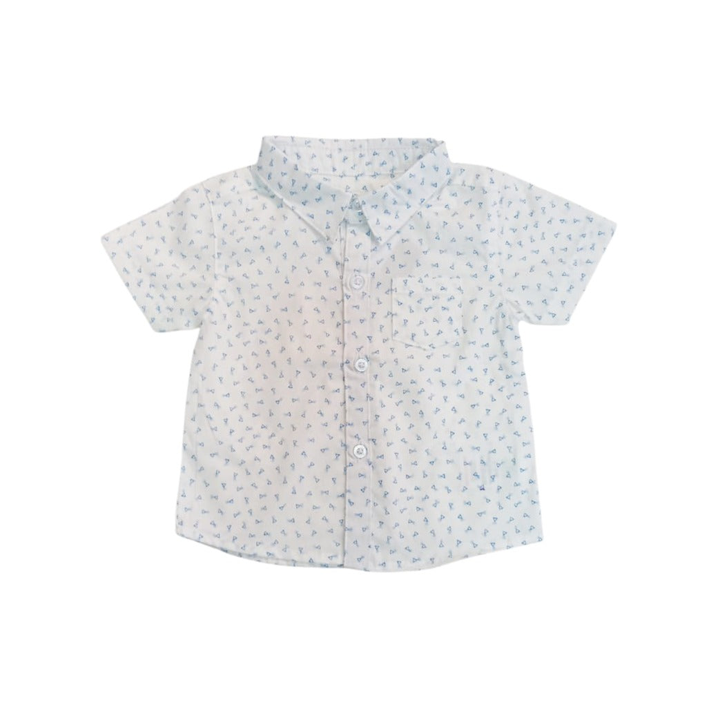 Sky Blue Triangle Print Shirt with Short Set