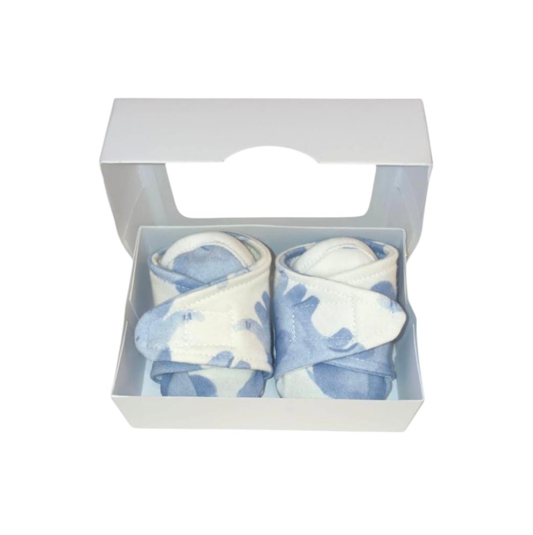 Soft & Comfy Baby Booties - Blue & White Design