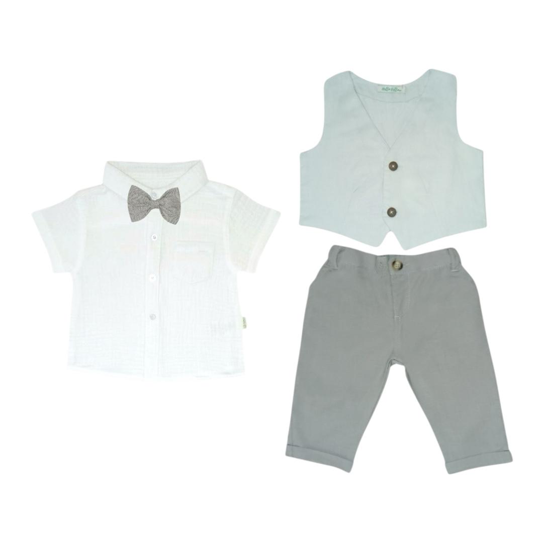 Boy's Partywear Kit - White, Gray & Sky Blue