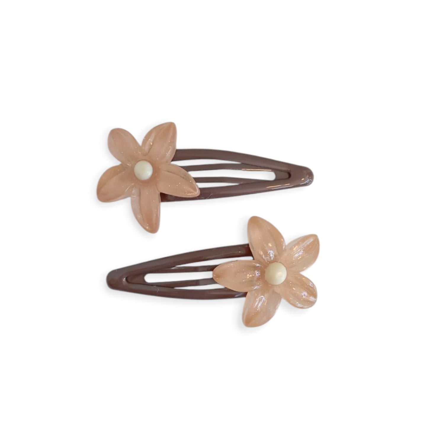 Snap Hair Clips - Brown & Off White