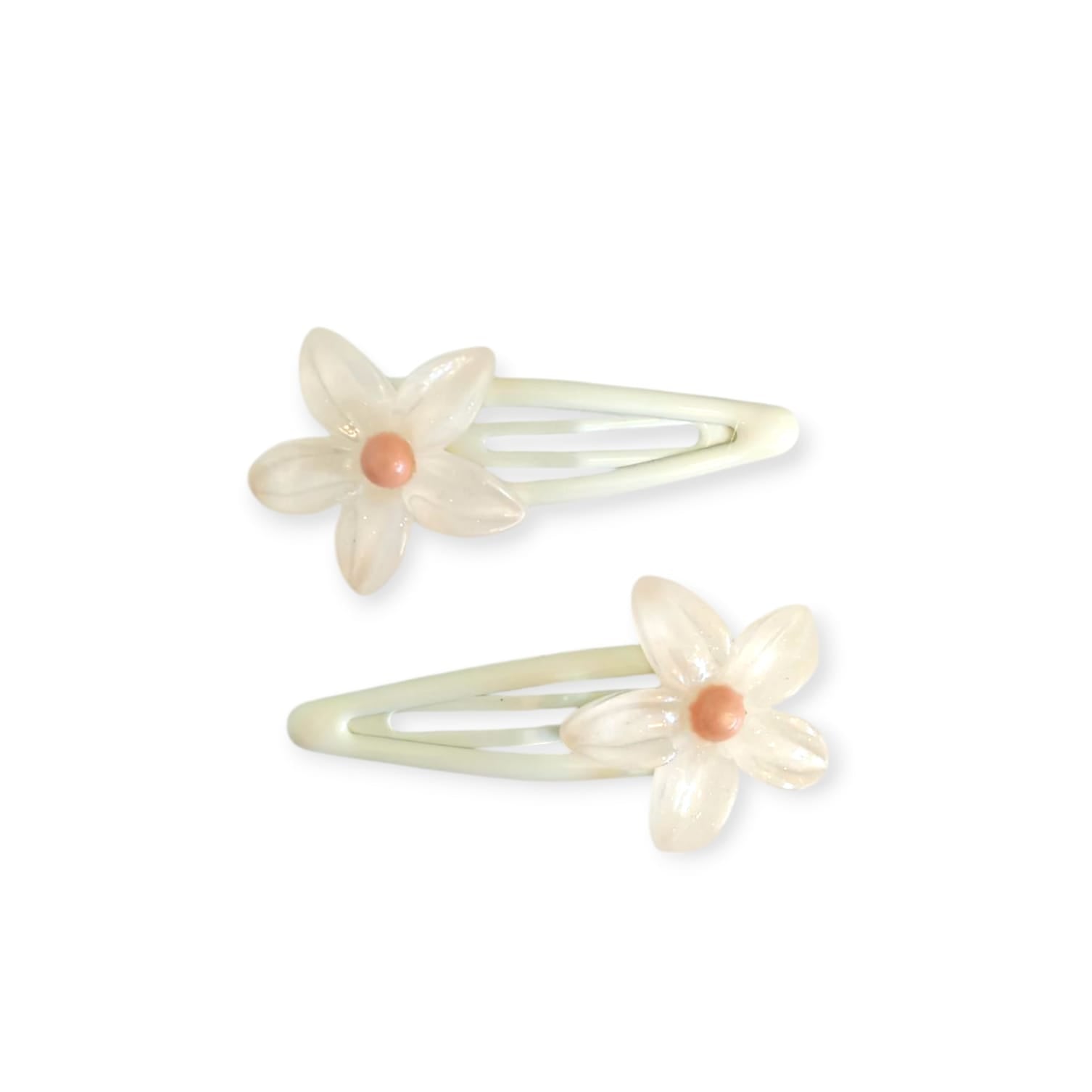 Snap Hair Clips - Brown & Off White