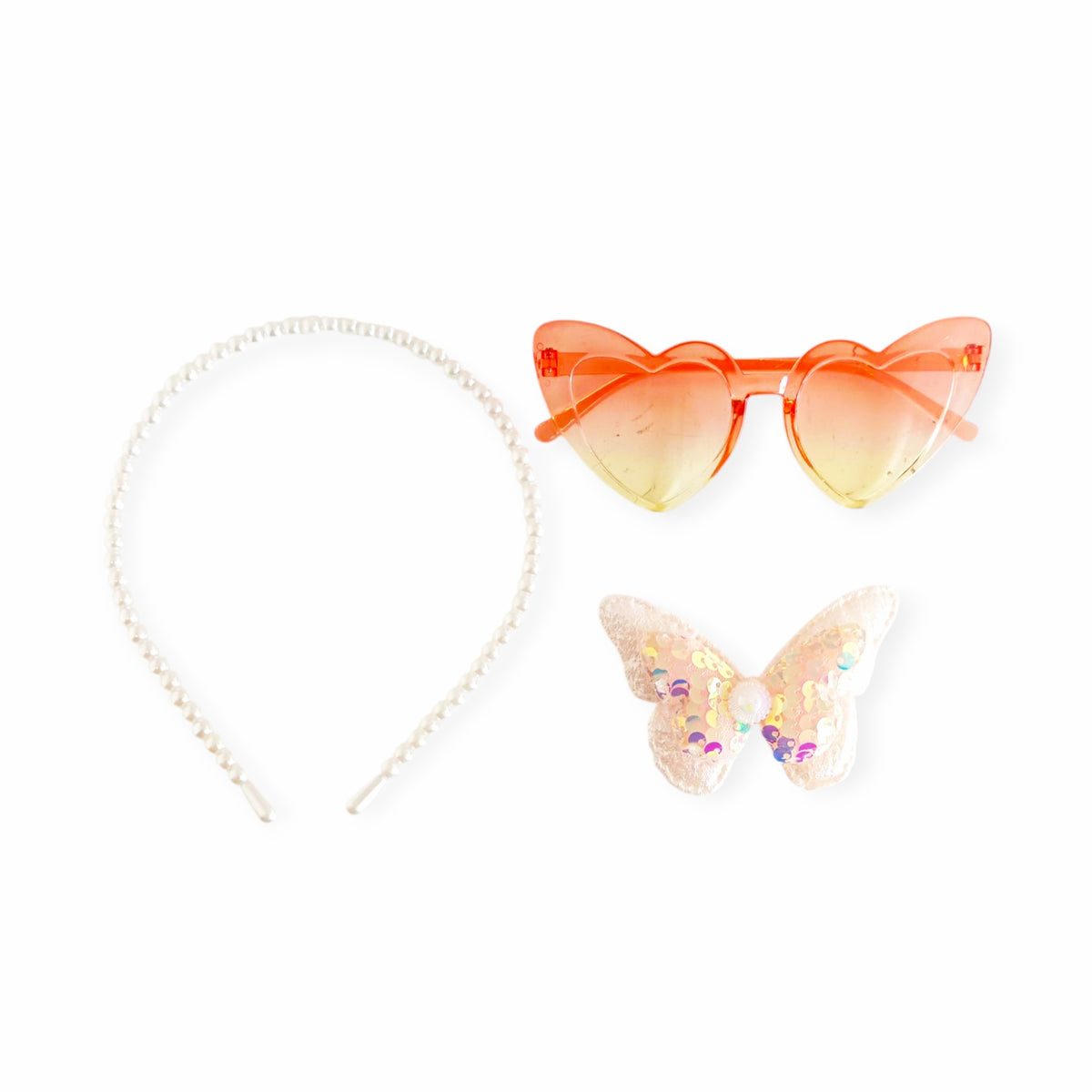 Sunglass With Hair Band Hair Clip - Butterfly