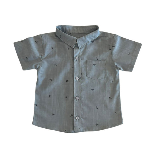 Boy's Collar Shirt - Anchor Printed